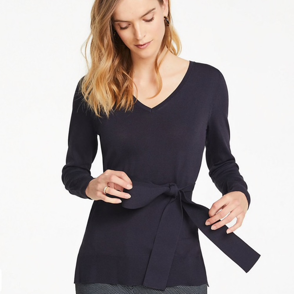 Ann Taylor BELTED TUNIC SWEATER
